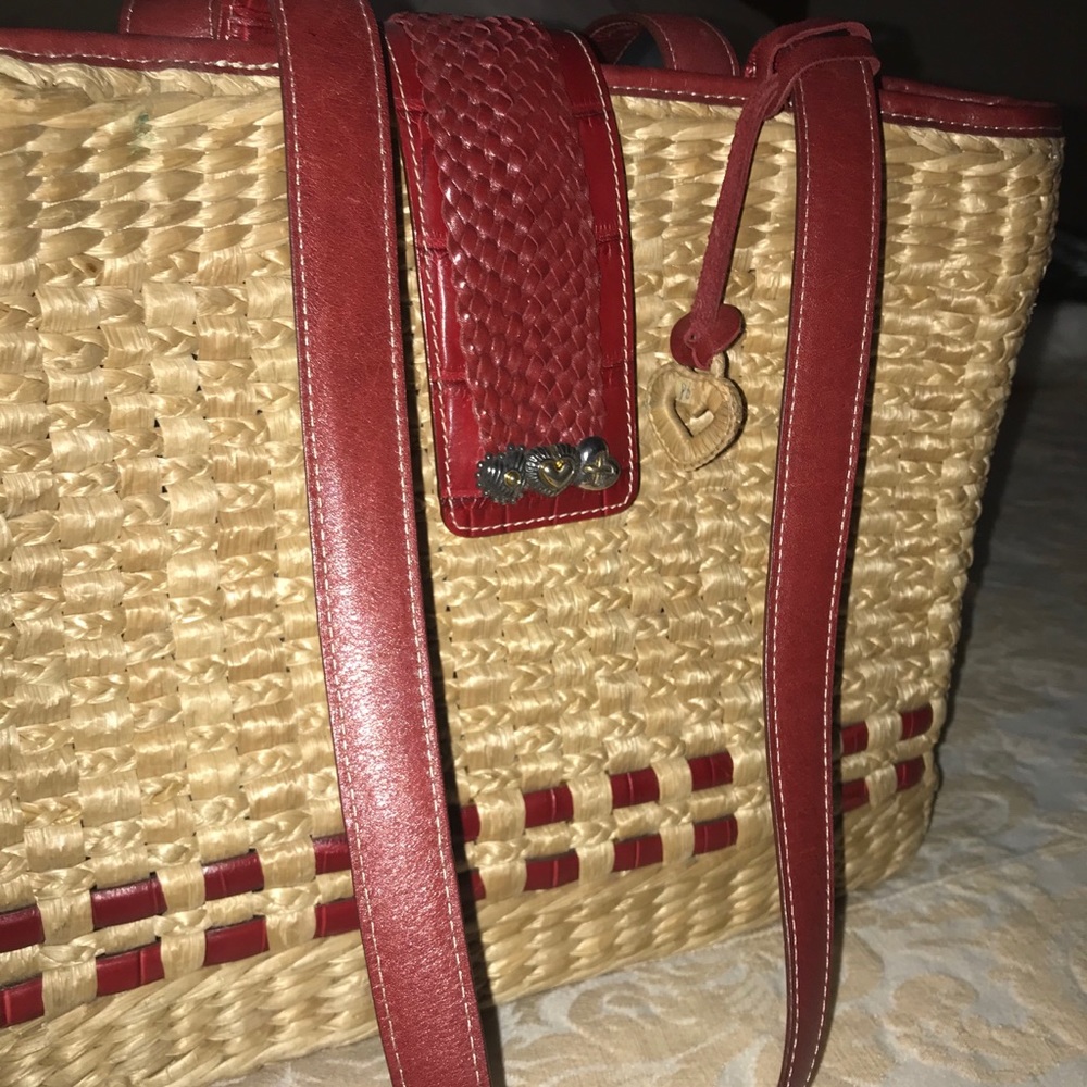 Brighton Straw and Red Leather Purse